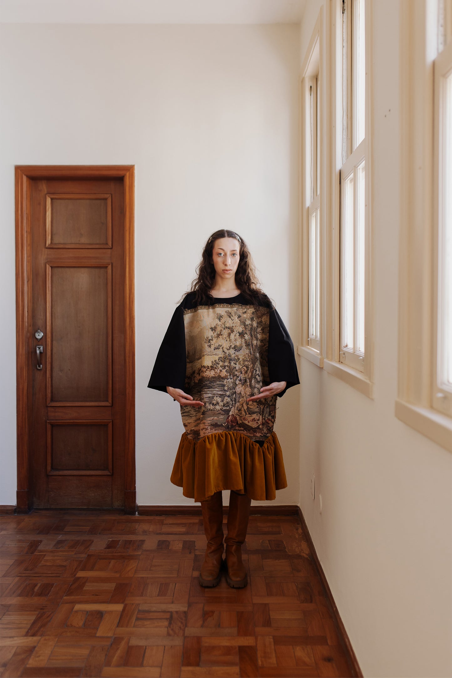 Vestido de tapeçaria curto
