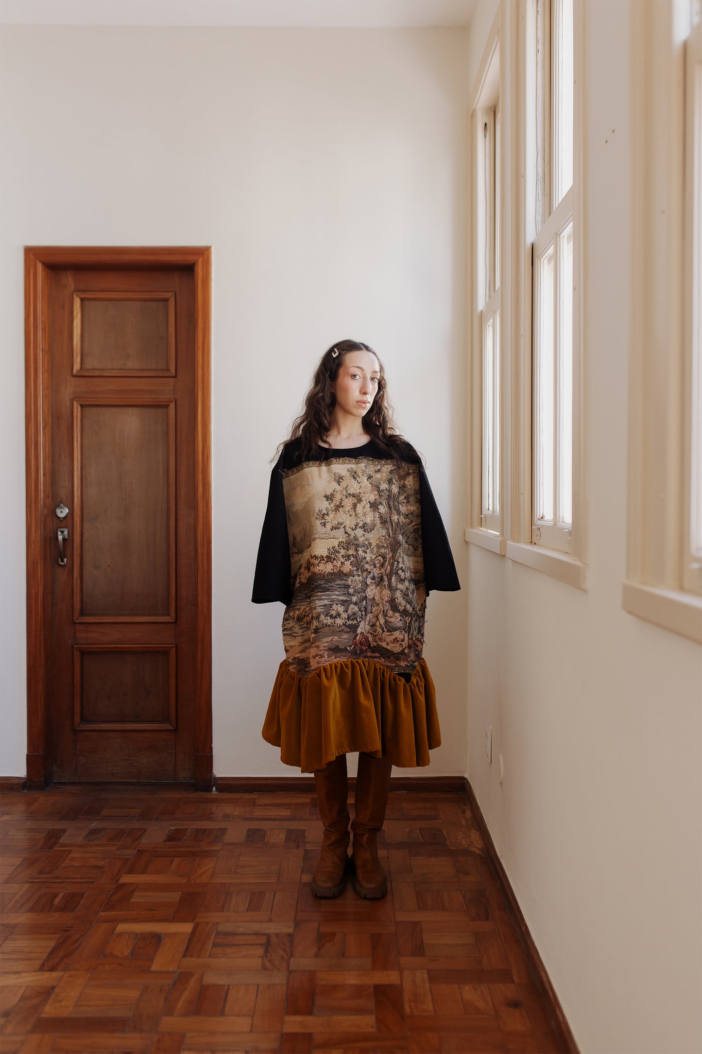 Vestido de tapeçaria curto